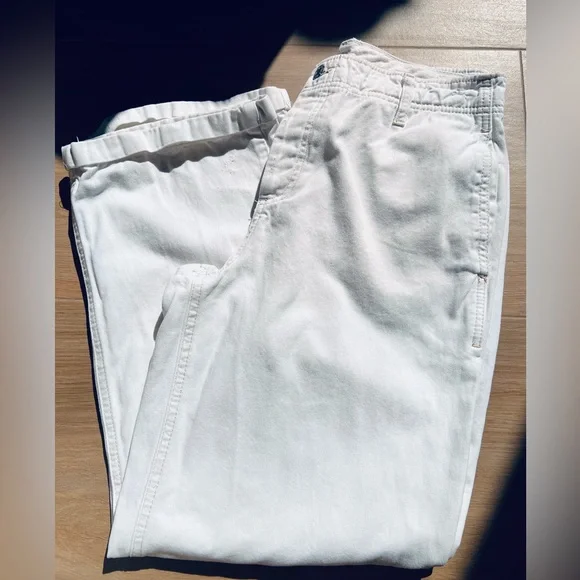 Free People Ivory Button Fly Boyfriend Chino Pants Size 28 - Picture 9 of 10